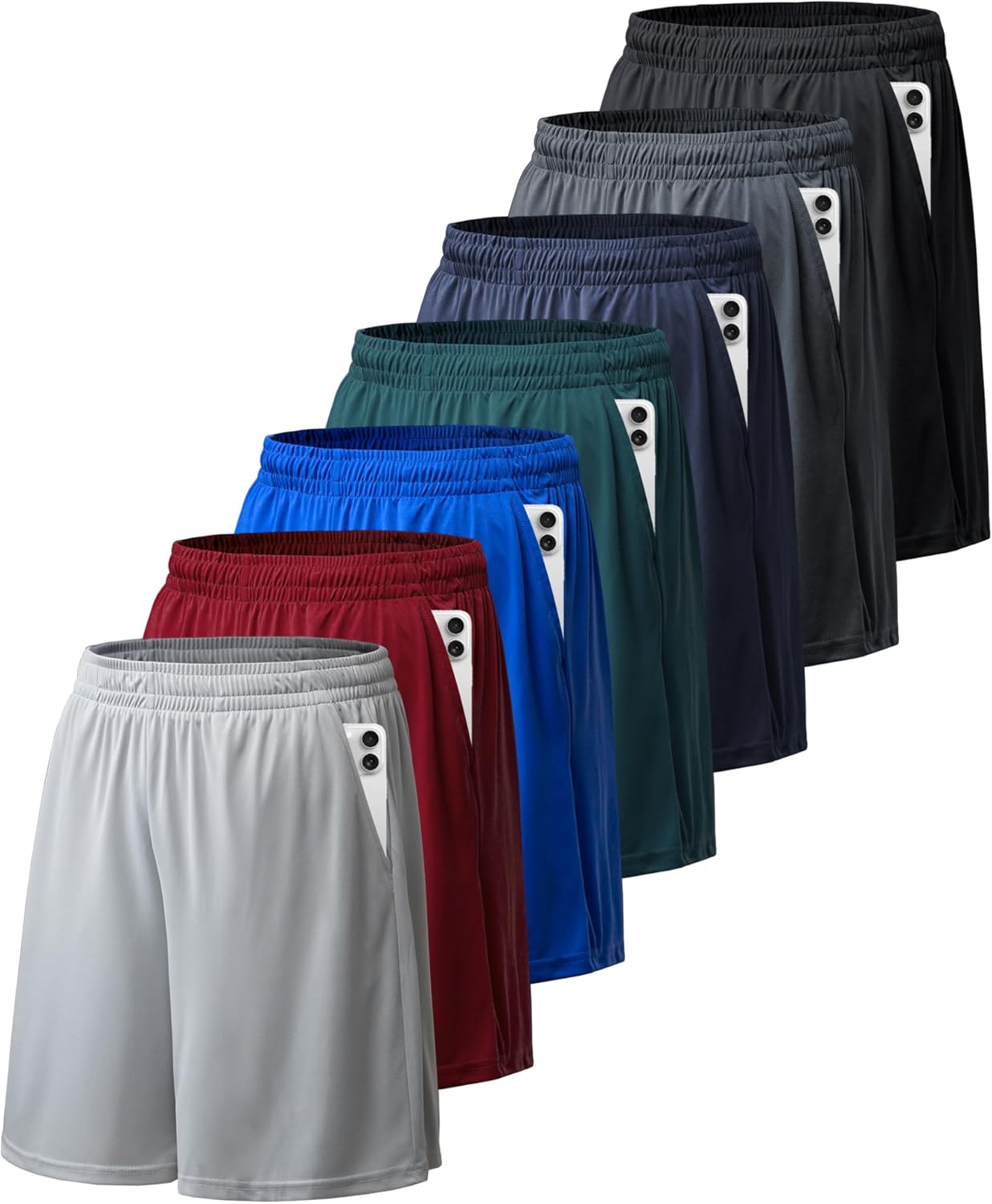 BALENNZ 7 Pack Mens Basketball Shorts with Pockets Mens Shorts Athletic Gym Workout Running Quick Dry Activewear