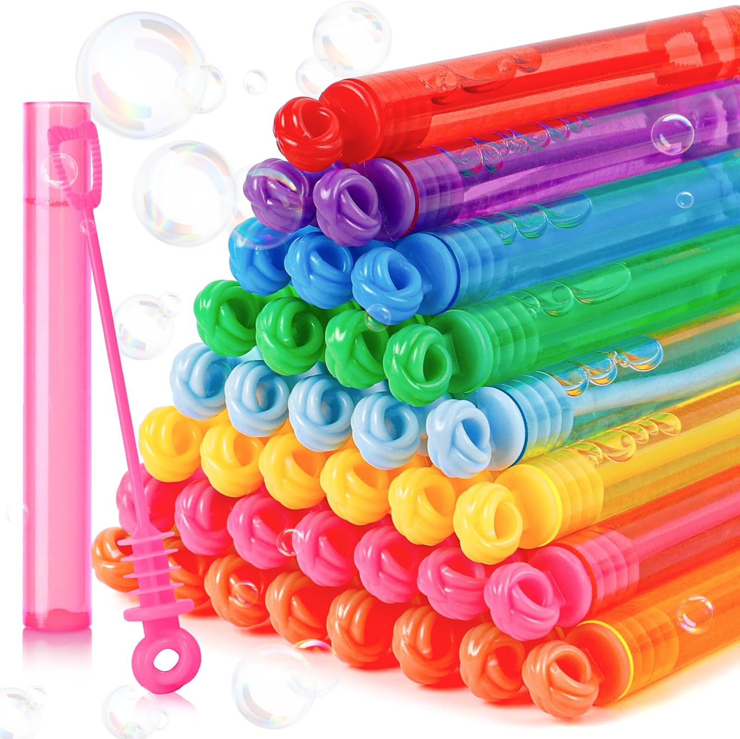 Roberly 72PCS Mini Bubble Wands Party Favors for Kids, Assortment 8 Color Fun Bulk Bubble Maker for Girls Boys Birthday Party Treats Carnival Game Classroom Prizes Bath Time Outdoor Summer Toy