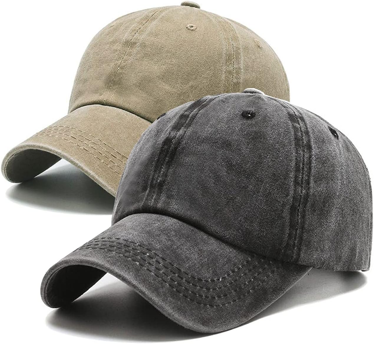PFFY 2 Packs Vintage Washed Distressed Baseball Cap Golf Dad Hat for Men Women