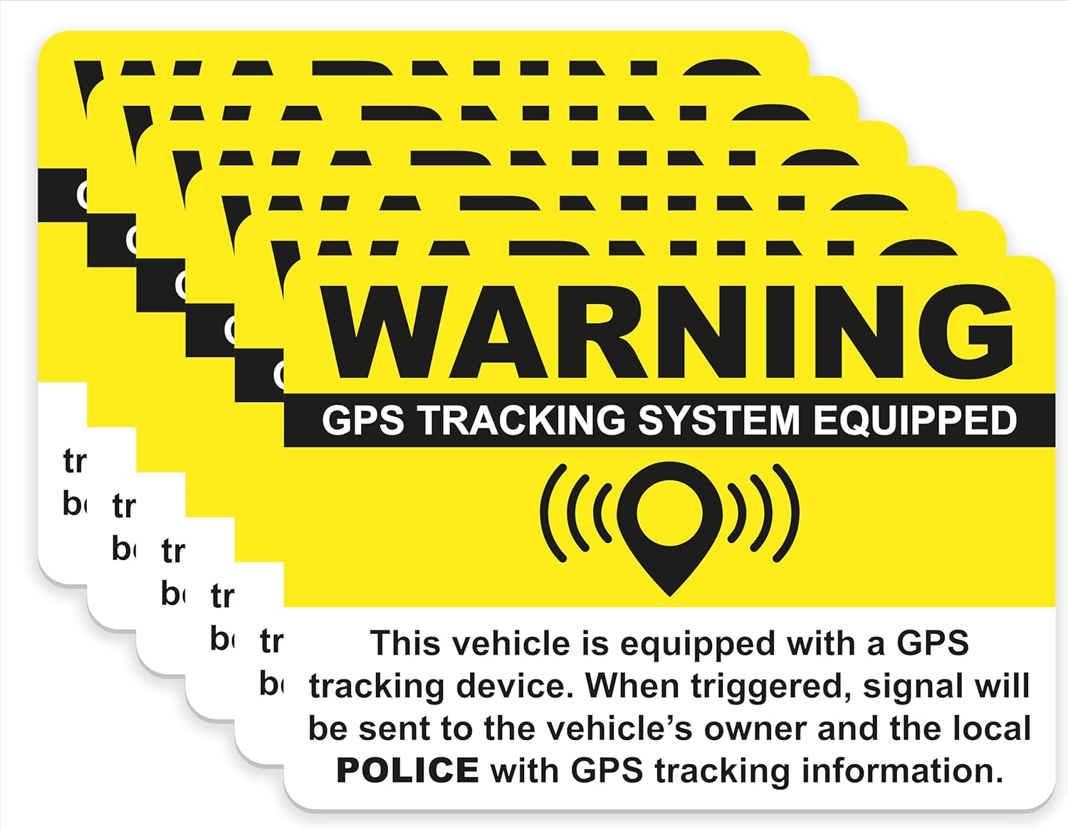 GPS Tracking Sticker Anti-Theft Car Vehicle Warning 6 Pack 2.5"x3.5" Vinyl Decals Two-Sided, in/Outdoor, Laminated for UV & Water