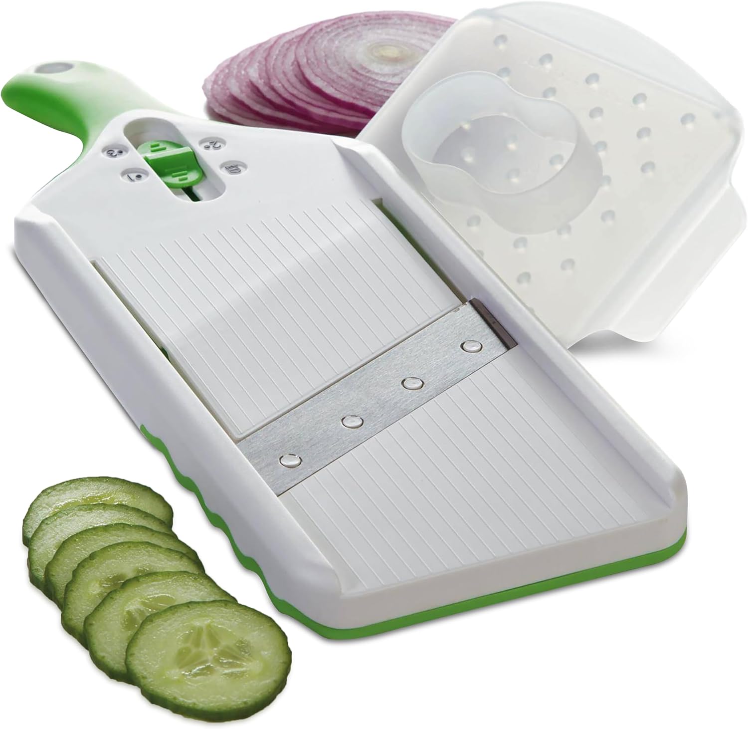 Adjust-A-Slice Mandoline Slicer, Green – Adjustable Thickness, Perfect for Vegetables, Fruits, and More
