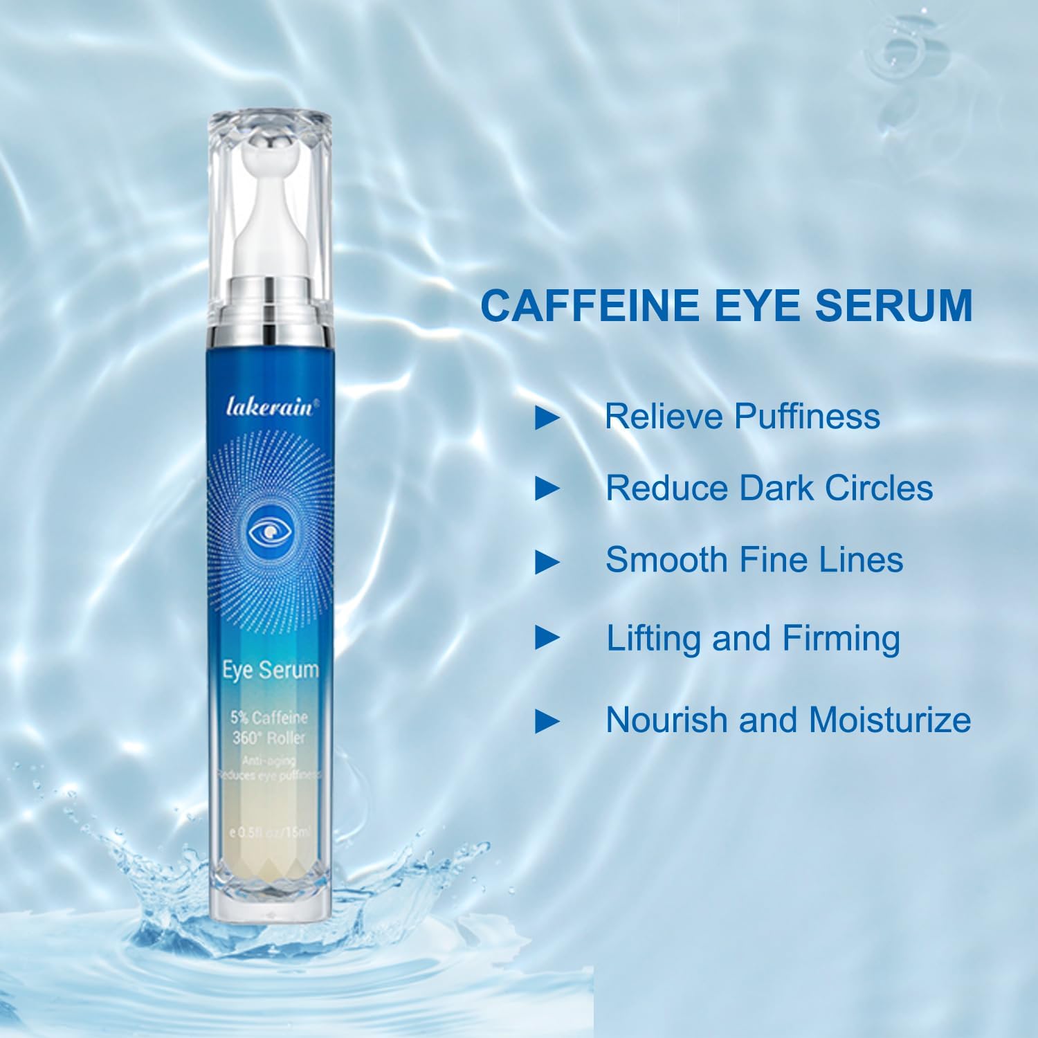 Caffeine Eye Serum for Dark Circles, Puffiness, Bags Under Eyes, Illuminating Eye Serum, Retinol Eye Serum, Anti-Aging Eye Serum for Dark Circles, Age Spots, Fine Lines, Wrinkles