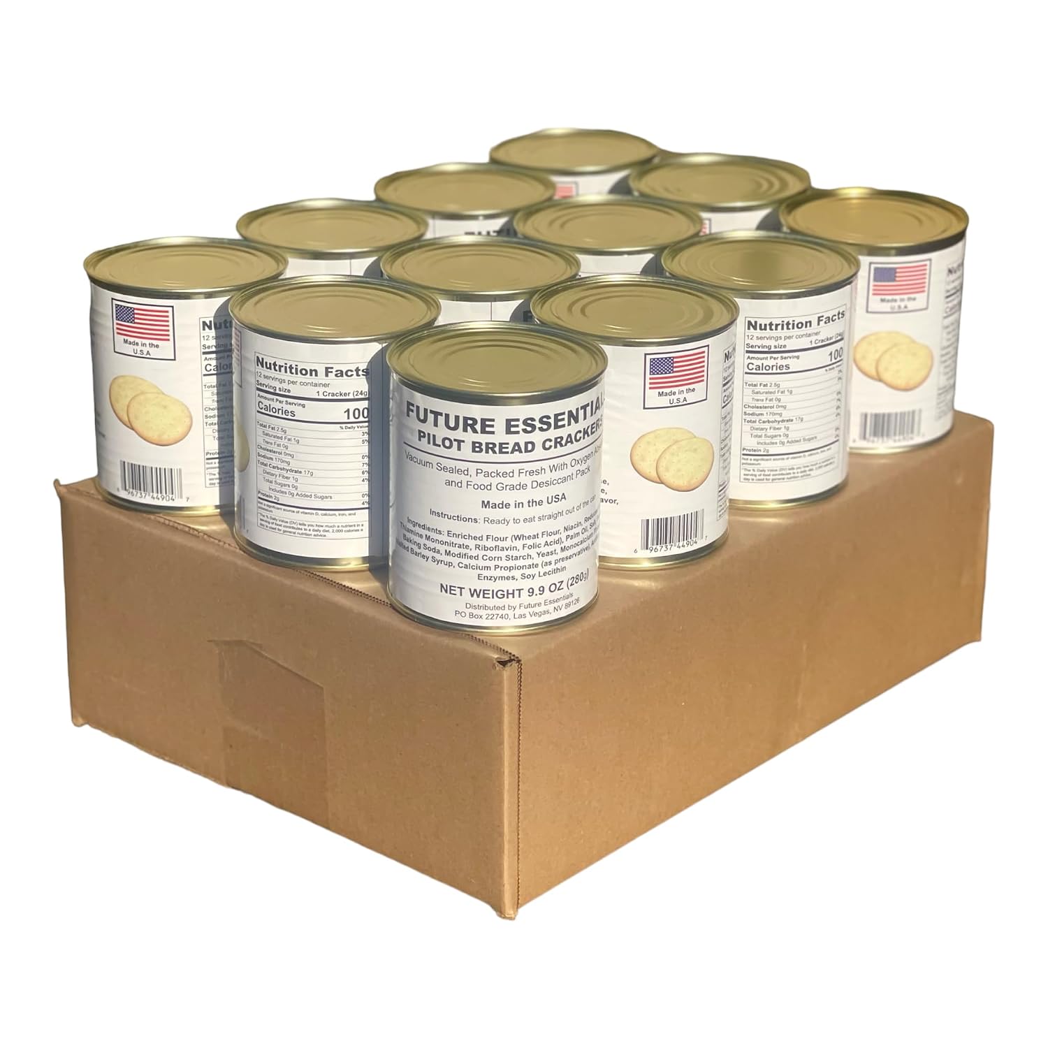 Future Essentials Survival Crackers – 9.9 oz can, 30-Year Shelf Life, 12-Pack