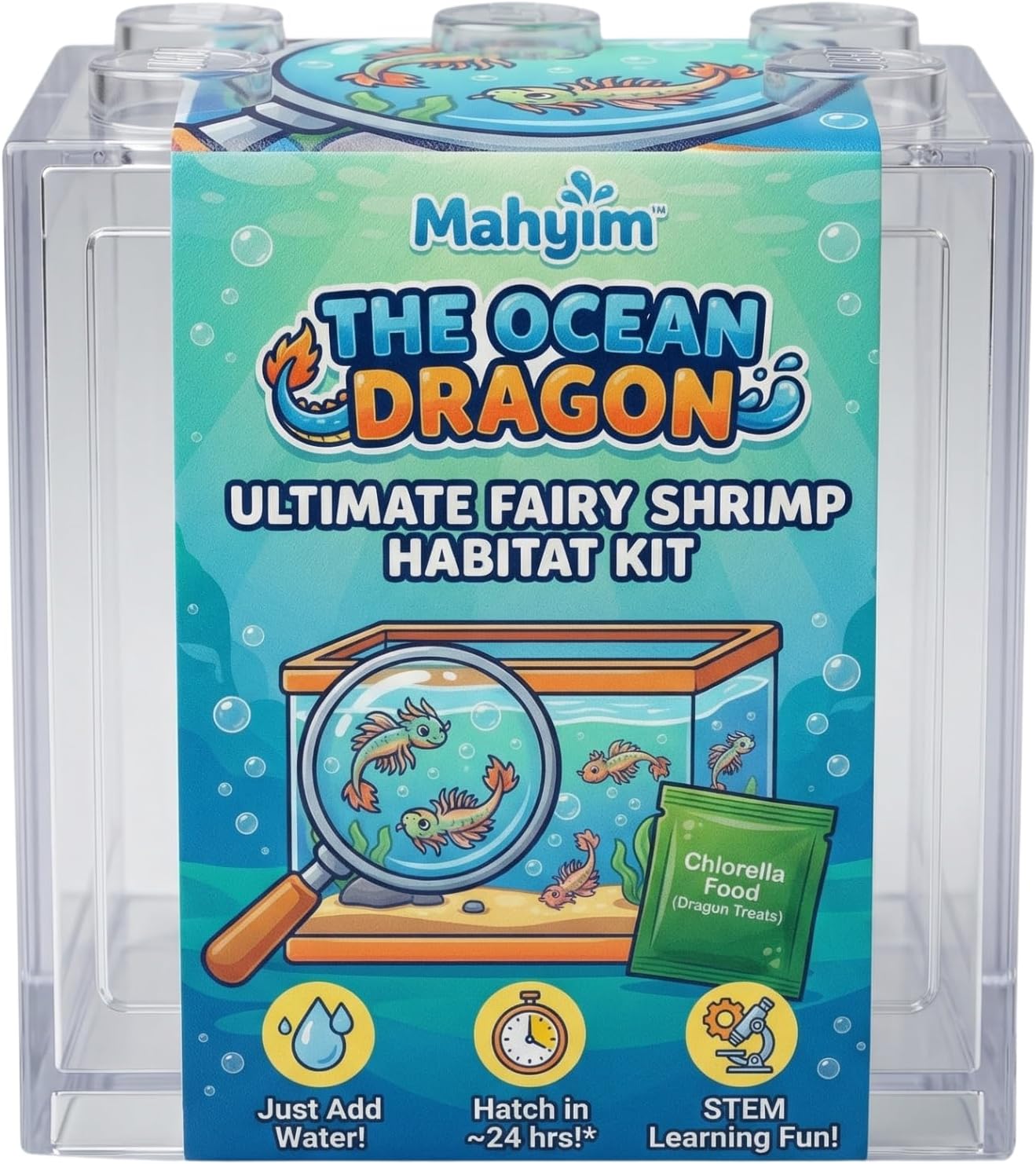 The Ocean Dragon Fairy Shrimp Kit for Kids โ Complete Aquarium Set with LED Tank, Eggs, Chlorella Food, Air Pump