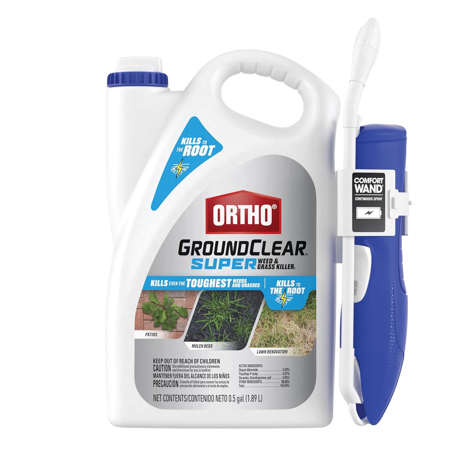 Ortho GroundClear Super Weed & Grass Killer1 with Comfort Wand, 0.5 gal.