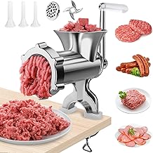 Meat Grinder Manual Mincer - Manual Meat Grinder Sausage Maker Table Mount Pork Mincer Sausage Stuffer Funnel Make Homemade Burger Patties Hand Operated Kitchen Tool