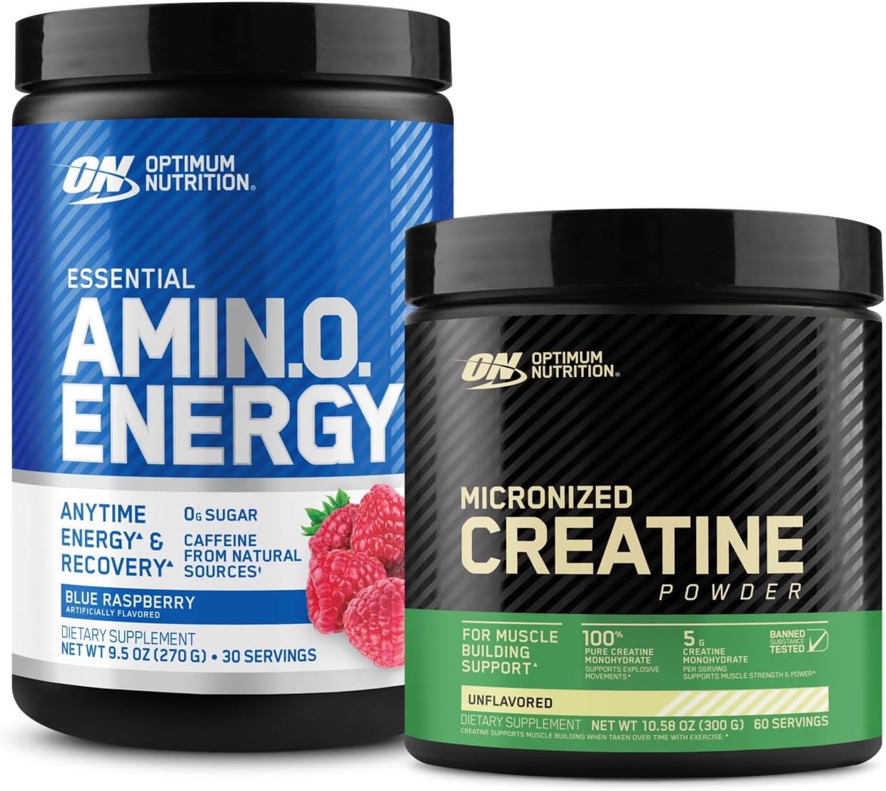 Optimum Nutrition Amino Energy - Pre Workout with Green Tea, BCAA, Amino Acids & Micronized Creatine Monohydrate Powder, Unflavored, Keto Friendly, 60 Serving