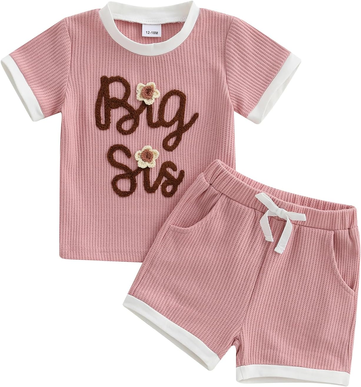 Vioyavo Baby Girls Shorts Set Toddler Outfit Short Sleeve Sister Crew Neck Letters Flower T-shirt Shorts Summer Clothes