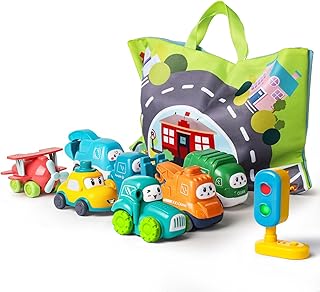ALASOU 8 PCS Baby Cranes Car Toys with Playmat/Storage Bag|1st Birthday Gifts for Toddler Toys Age 1-2|Baby Toys for 1 2 Year Old Boy|1 2 Year Old Boy Birthday Gift for Infant Toddlers