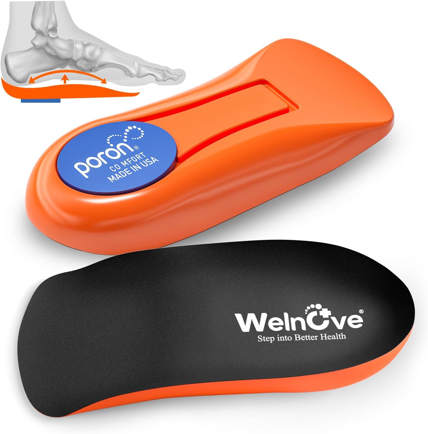Welnove Heel Cups for Heel Pain with Arch Support, Max Anti-Shock Gel Heel Cushion for Plantar Fasciitis Relief, Heel Pain, Achilles Tendonitis, Heel Spur, Women 7-10.5 & Men 7.5-11, Large