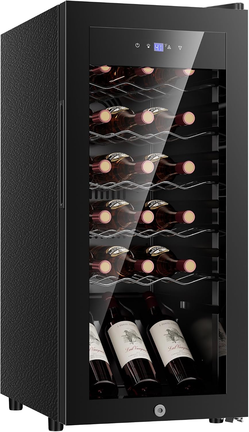 Icyglee 18 Bottle Wine Cooler Refrigerator,Freestanding Wine Fridge,Black