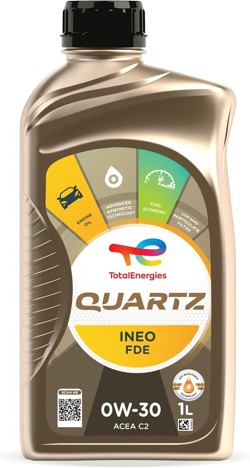 TotalEnergies Quartz INEO FDE 0W30 Engine Oil - ACEA C2 - Low SAPS - Age-Resistance Technology - Fuel Economy Formula - Advanced Synthetic Motor Oil Lubricant - 1L
