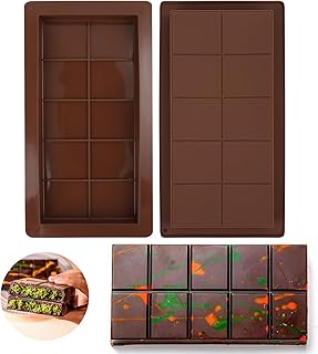 1 Inch Deep Dubai Chocolate Bar Molds, 2PCS Silicone Chocolate Bar Molds, Thick Pistachio Chocolate Bar Molds, Large Kunafa Chocolate Bar Molds, Candy Bar Molds for Baking Homemade Snacks