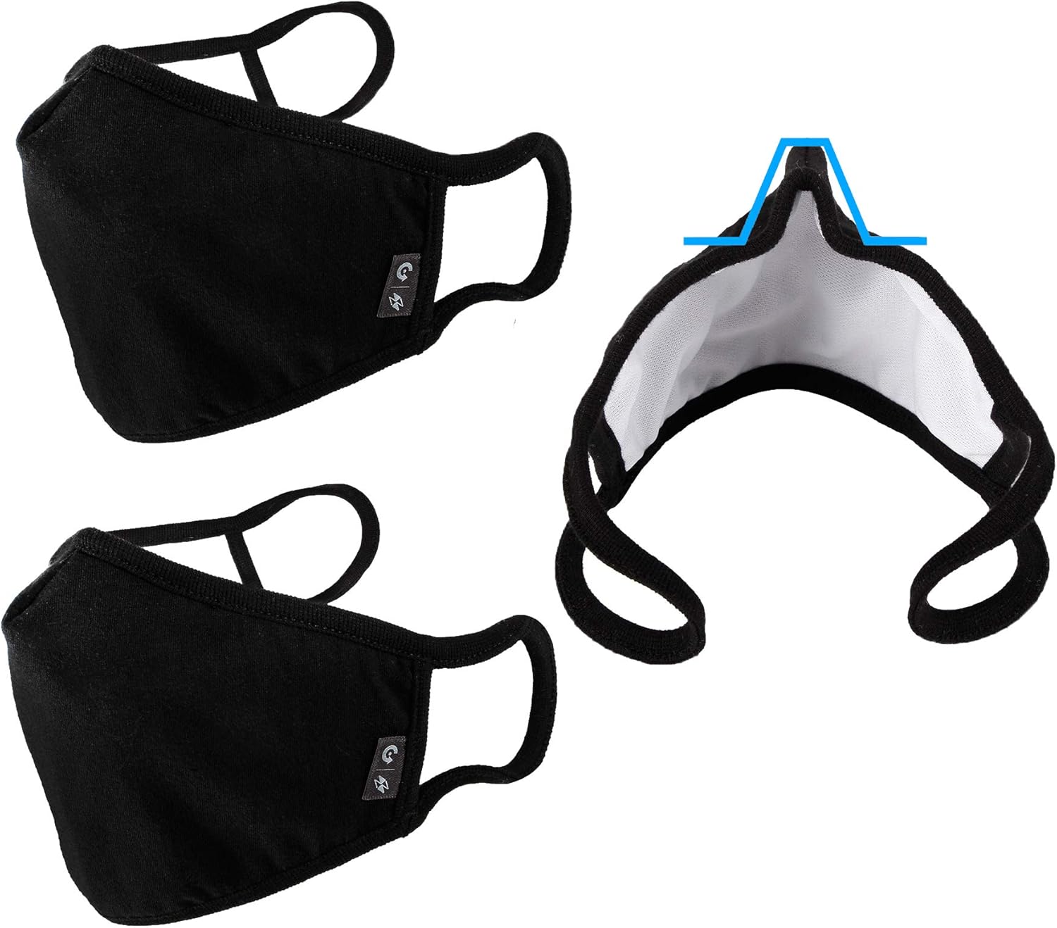 WITHMOONS Cloth Face Mask Washable Reusable 3-Ply Mouth Shield with Nose Wire 3PACK EU0304