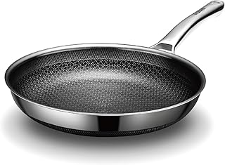 Non Stick Frying Pans,Hybrid 12 inch Frying Pans Nonstick,PFOA Free Cookware,non stick Stainless Steel Skillets,Dishwasher and Oven Safe, Works on Induction,Ceramic and Gas Cooktops