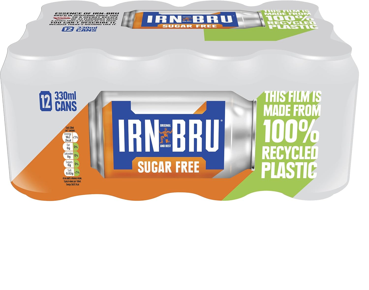 IRN-BRU Sugar-Free Diet, 12 Pack Zero No Sugar & Low Calorie Fizzy Drinks Multipack Cans - 12 x 330ml Cans