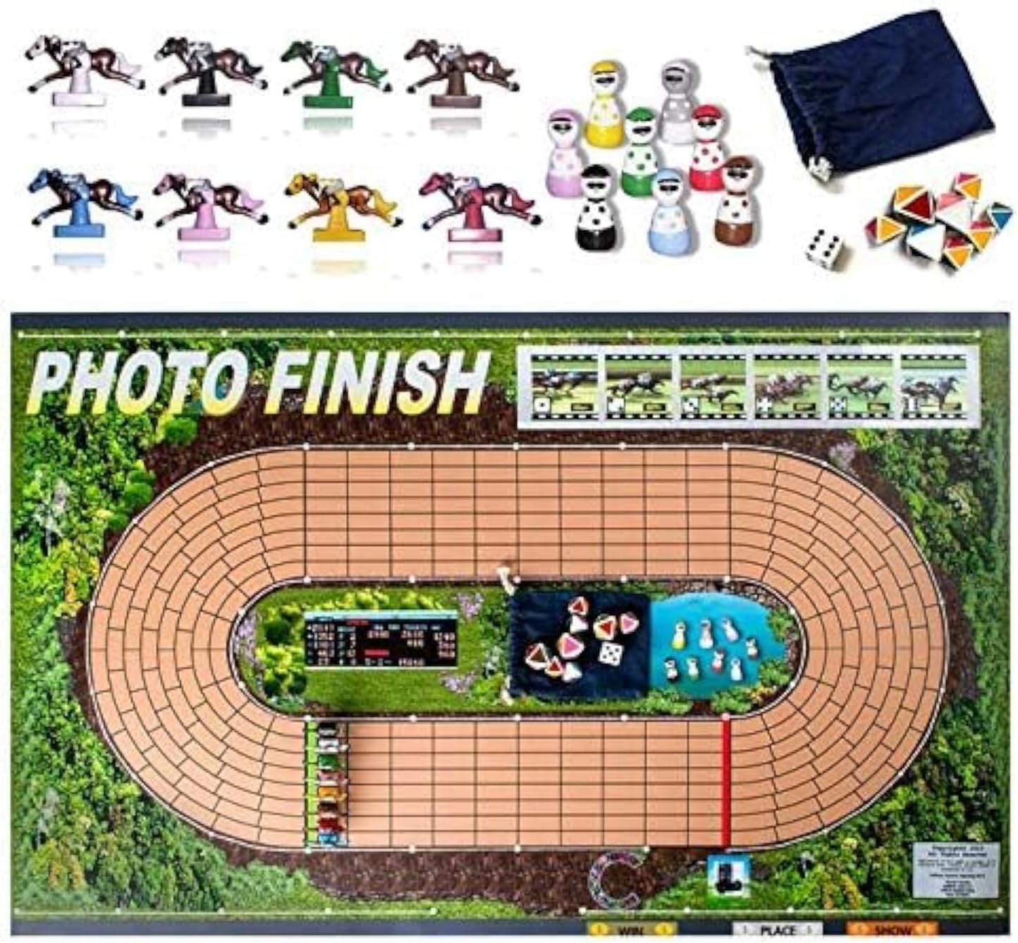 Photo Finish Horse Track Racing Board Game | Best New Fun Parlor Party Game | Original, Classic Edition | Improved Horses