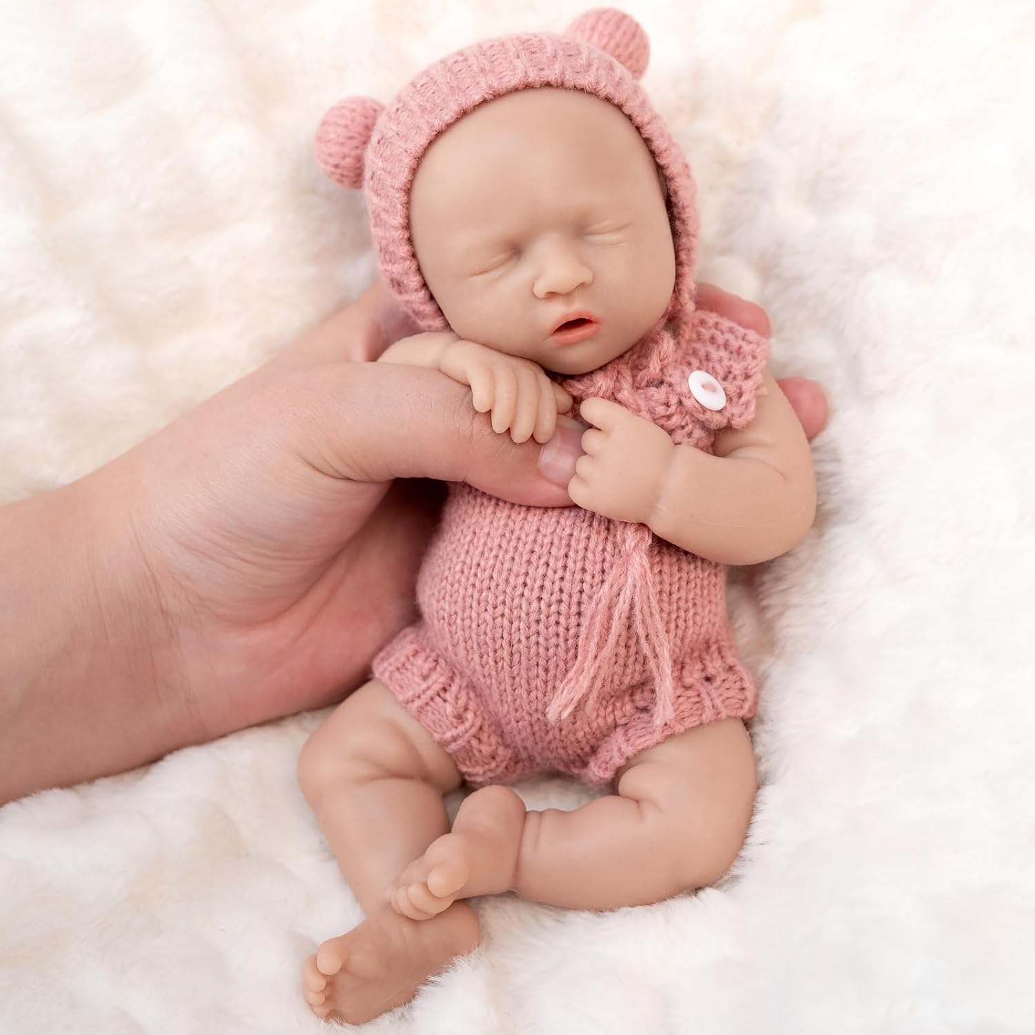 Vollence 8 inch Mini Full Silicone Baby Doll, Lifelike Newborn Tiny Babies with Accessories Gifts for Kids Age 3 + & Collection