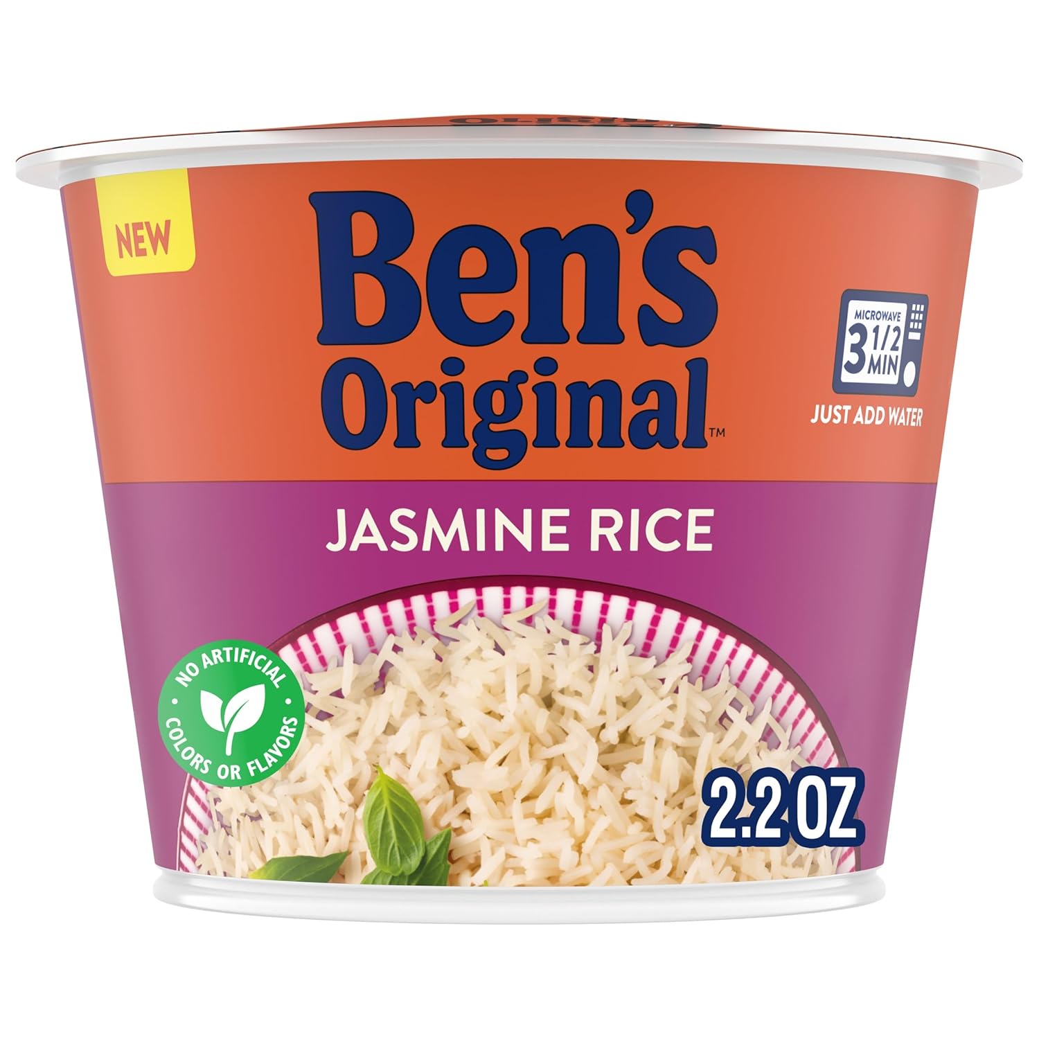 BEN'S ORIGINAL Jasmine Rice Single Serve Cup, Snack or Side, Microwave in 3.5 Minutes, 2.4 oz