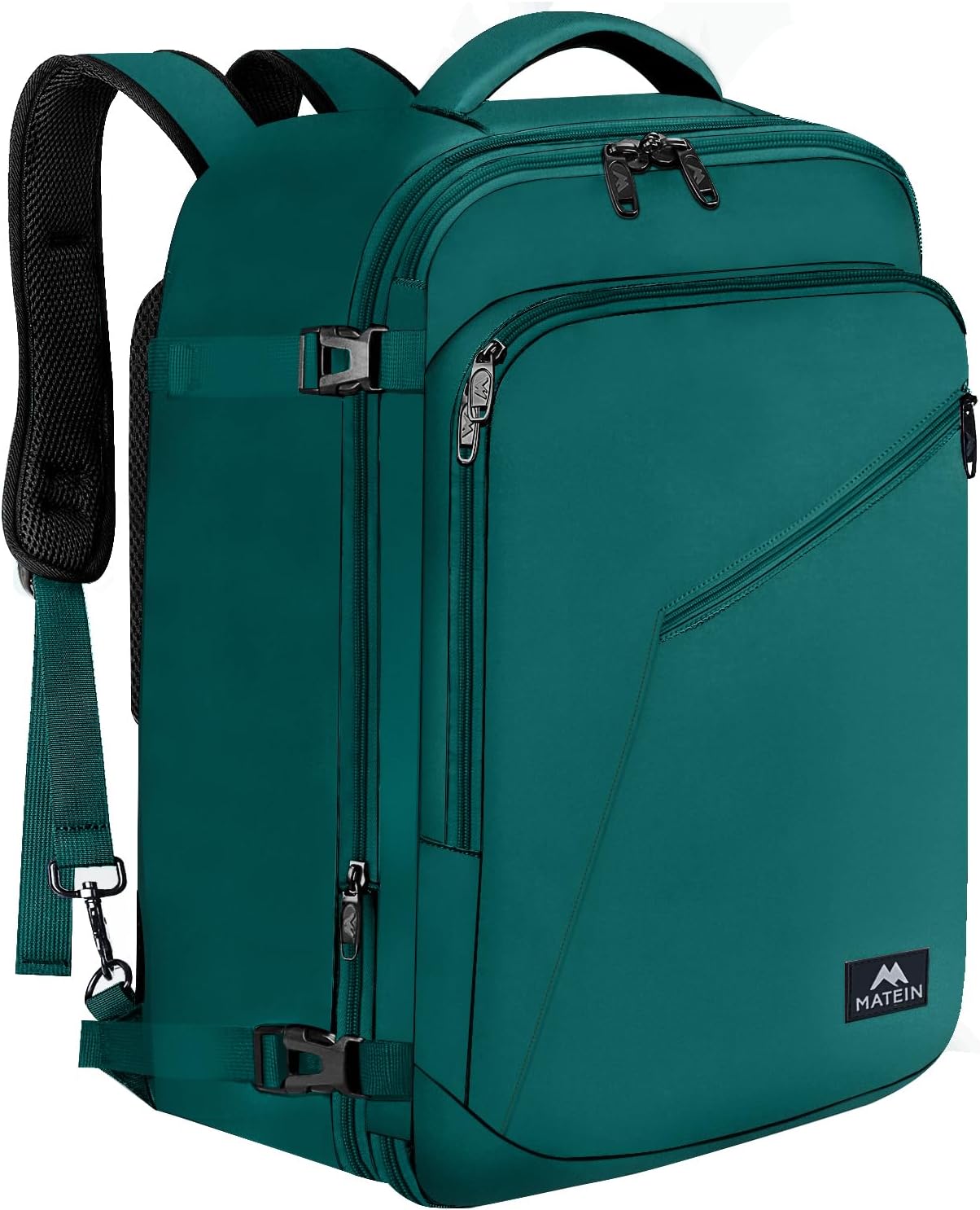 MATEIN Travel Backpack for Men Women, Carry on Backpack for Airplanes, Simple Daypack with Trolley Sleeve, Gifts for International Travelers, 35L, Peacock Blue