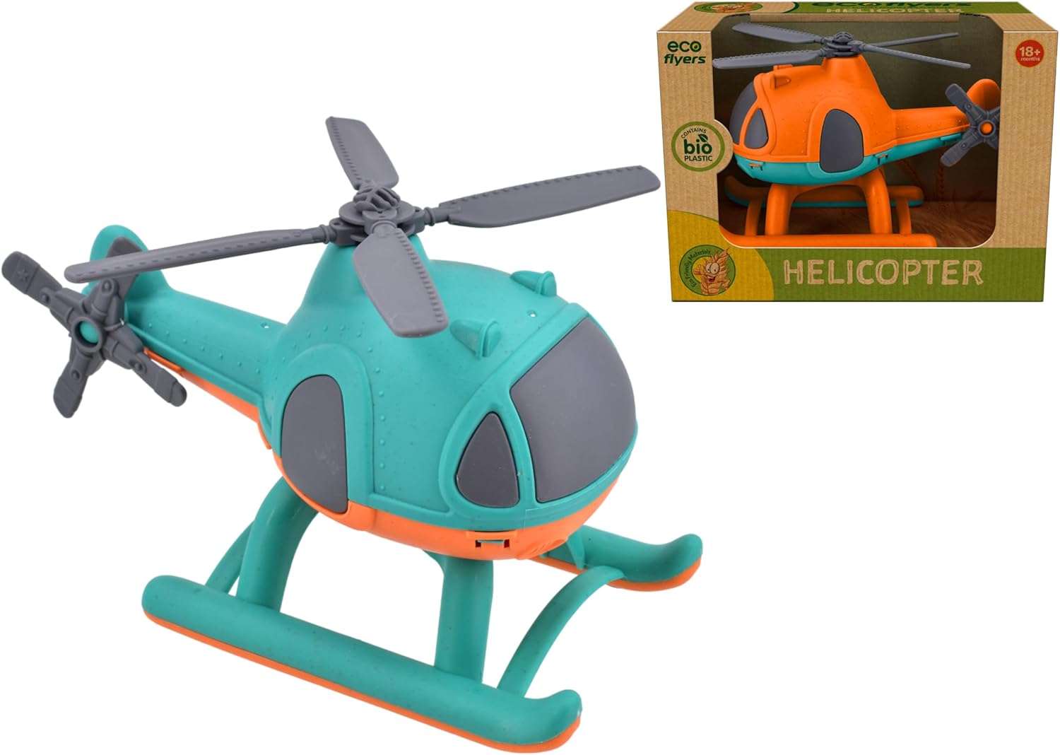 KandyToys Eco-friendly Toy Helicopter | Sustainable Gift Kids Toys | Two Assorted Colours - One Sent at Random