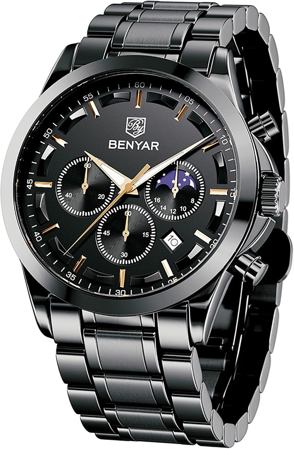 BENYAR Mens Watches Analog Quartz Chronograph Waterproof Wrist Watches for Men Fashion Business Work Casual Sport Designer Dress Watch with Calendar Elegant Gifts for Men