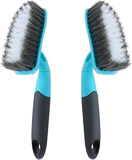 2-Pack Scrub Brush for Cleaning with Long Handle, Medium Firm Brush Bathroom Cleaning Supplies and Bathtub Cleaner and Shower Cleaning Brush, Multi-Scene Use for Kitchen Brush or Carpet Brush