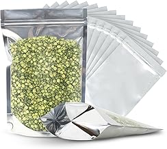 100 Resealable Food Storage Bags, 7x10-inch Heat Sealable Bags, Stand Up Zip Bags, Waterproof Packaging Barrier, 40 fl oz