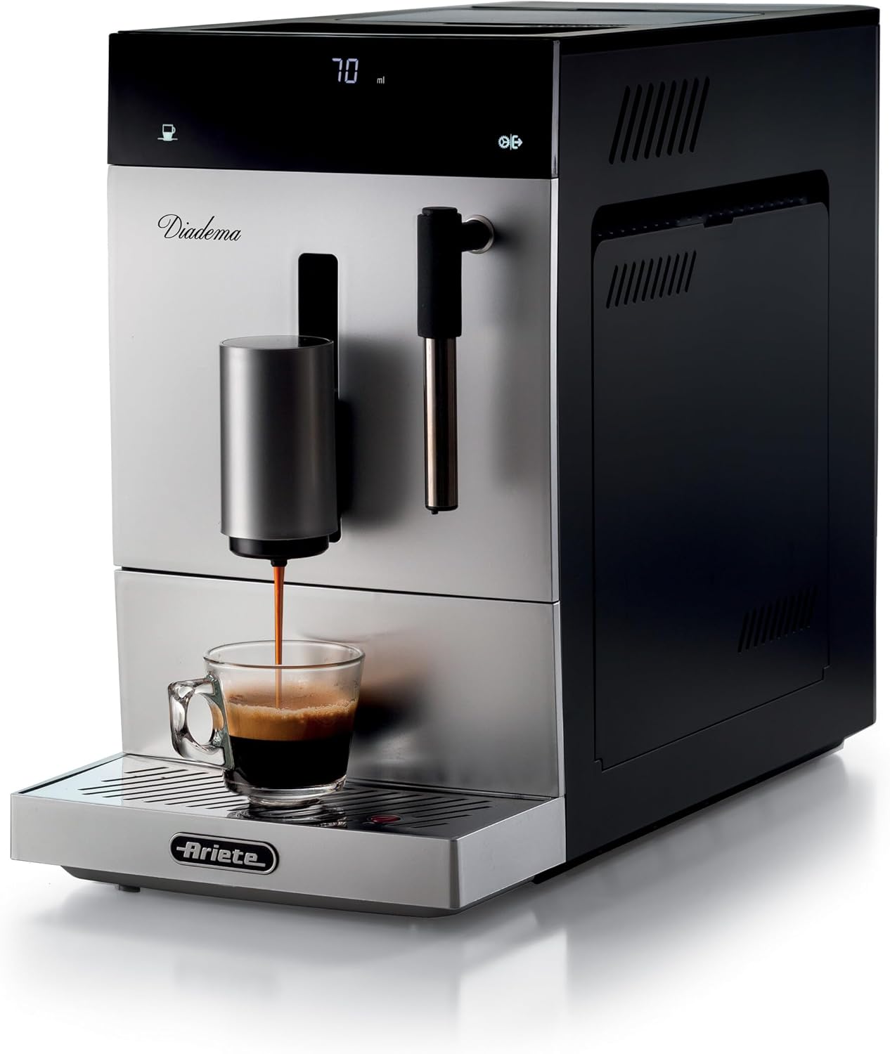 Ariete Espresso Machine, Black, 1.35 kW, 7 kg, Metal Filter, Semi-Automatic, Cappuccino, Mocha, Latte, Espresso, Iced Coffee, Classic Style, Cafe-style Beverages, Milk Frother, Carafe, Ground Coffee