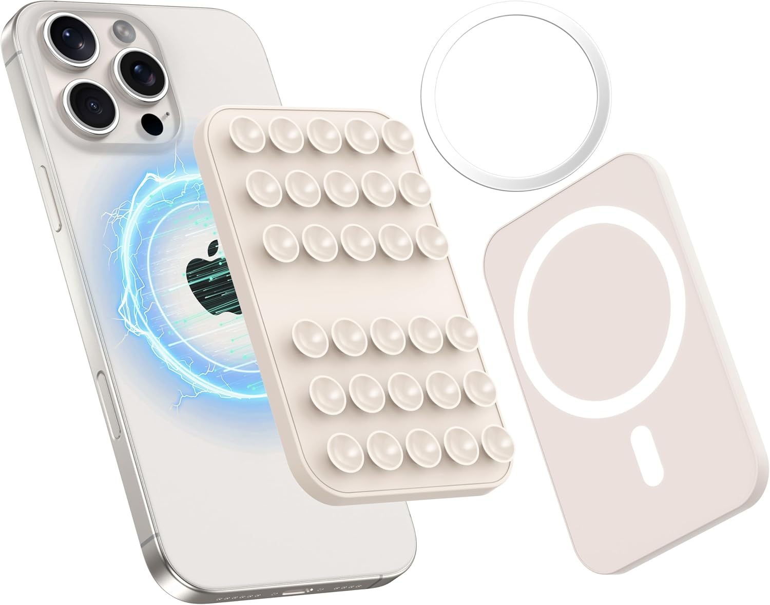 Patented Magnetic Sticky Phone Suction Grip Mount for MagSafe Case,Magnet Silicone Portable Stand Holder for iPhone 16/15/14/13/12 Series and Android, Hands-Free Selfies and Videos