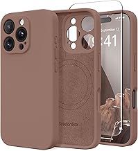 Magnetic for iPhone 16 Pro Max Case, Compatible with MagSafe, [Full Camera Protection][2 Screen Protectors] Silicone Shockproof Protective Phone Case for iPhone 16 Pro Max 6.9", Brown