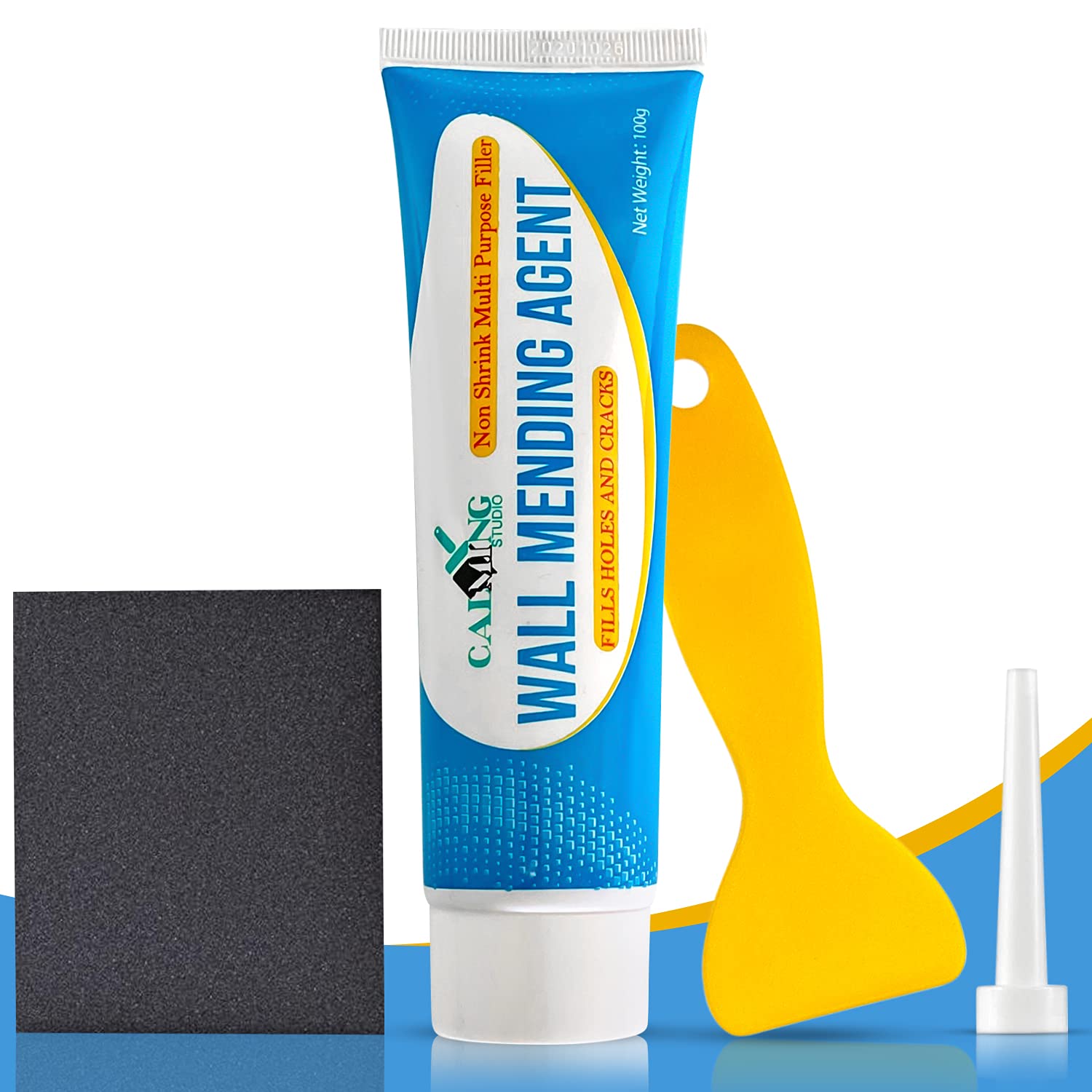 Wall Mending Agent with Wall Scraper & Nozzle Extender- Wall Patch Repair Kit -Non Toxic Wall Repair Agent -Self-Adhesive Drywall Patch- Fills Holes Cracks in Wall Surface-Water Proof (100 G)