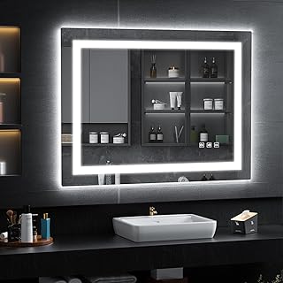 LED Mirror for Bathroom, 40x32 Inch Backlit + Front Lighted Bathroom Vanity Mirror with Lights for Wall, Double Light Strips, 3 Colors, Shatter-Proof, Anti-Fog and Brightness Memory