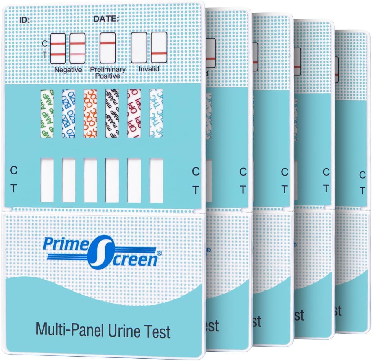 PrimeScreen Drug Testing Kits for Self-Test 12 in 1 Drug Tests for Cannabis, Cocaine, Methadone, Amphetamine, Benzodiazepines, BAR, BUP, BZO, MDMA, OXY, PCP, OPI, 5 Pack(Expired by 11/2025)