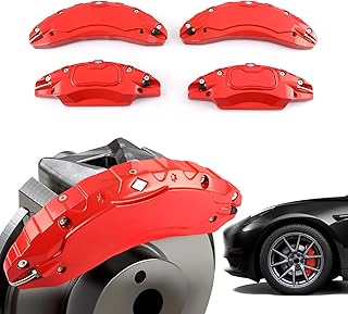 Caliper Covers Set of 4 Compatible with 2024 Tesla Model 3 Highland Accessories, 18 19 Inch Wheel Hub Front and Rear Brake Red Caliper Covers (Only Fit 2024 Tesla Model 3 Highland)