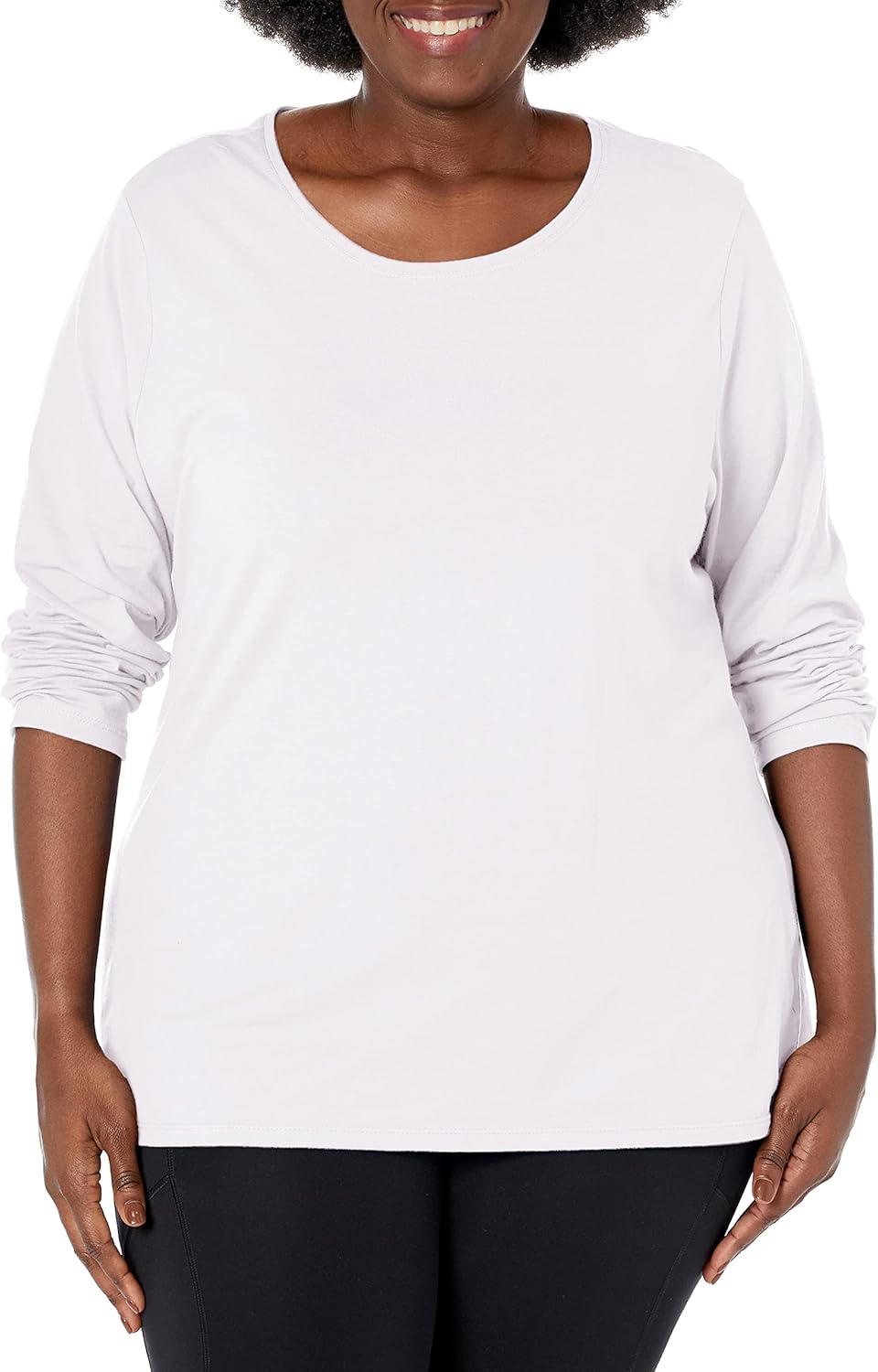 Just My Size Women's T-Shirt, Plus Size Long Sleeve Cotton Tee, JMS Plus Size Scoop-Neck T-Shirt for Women