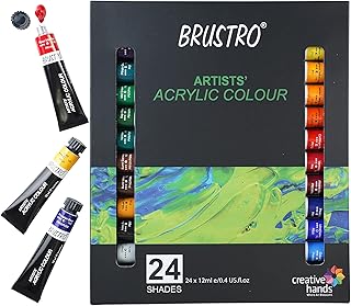 Acrylic Paint colour set | Set of 24 Colours X 12ml Tubes | Highly pigmented, Opaque Colors, Intermixable, Great Opacity, Perfect For Students, Adults, Beginners, Professionals and Artists.