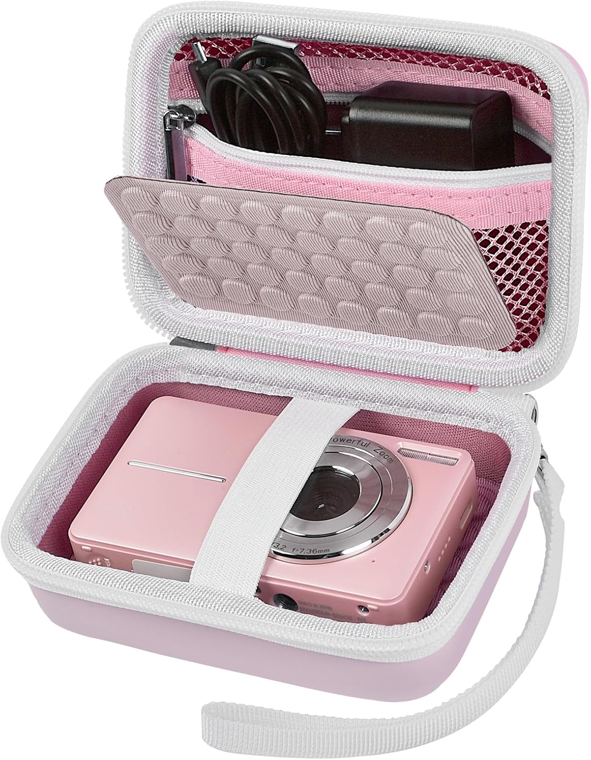 Digital Camera Case Compatible with CAMKORY/for Lecnippy/for Lecran/for Kodak PIXPRO/for Qumcou/for WONNIE Point & Shoot Cameras, Small Compact Camera Pouch for SD Card Accessories (Pink)