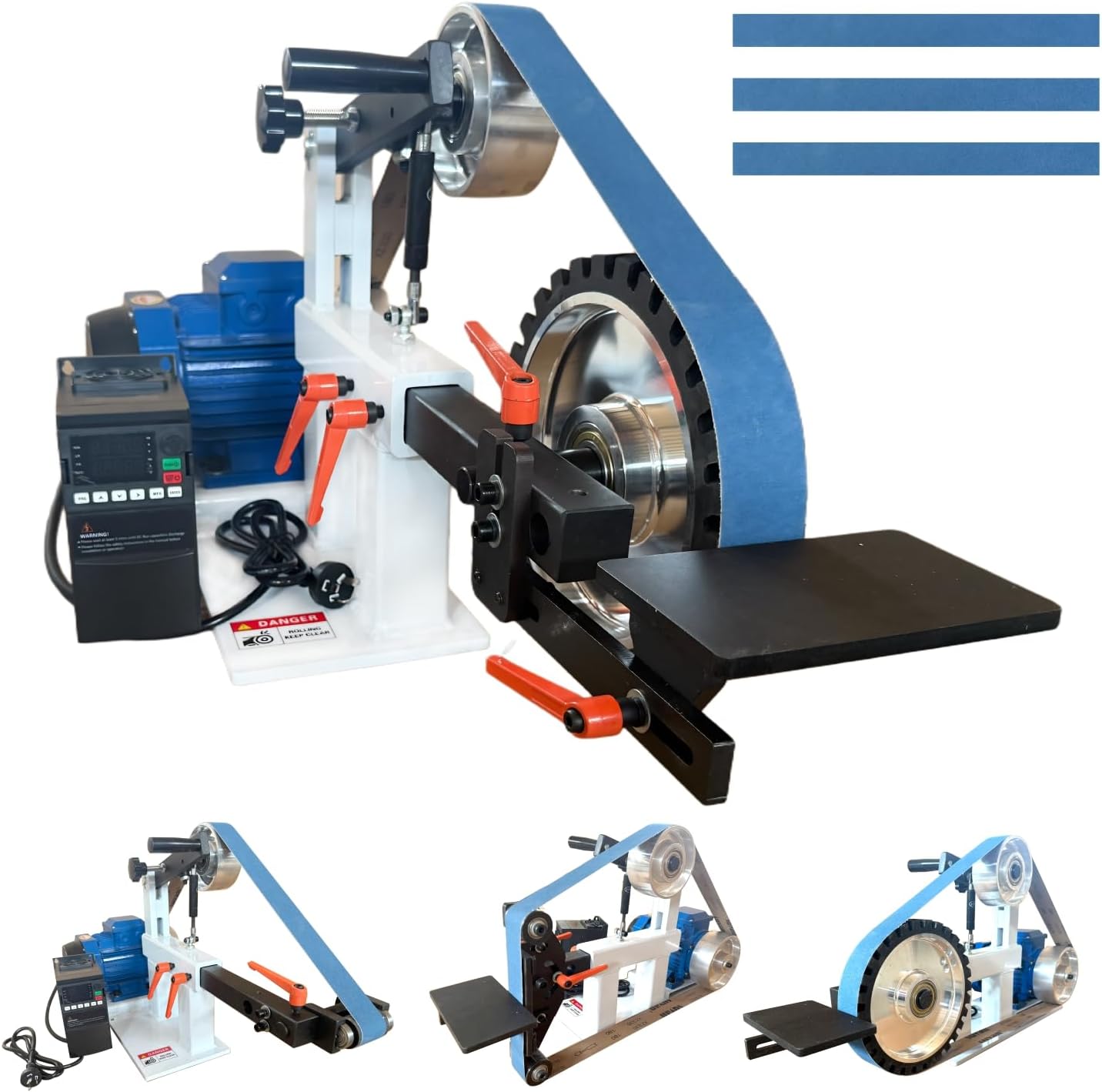 Belt Grinder Sander with VFD，2x72-inch 1500W 2HP Variable Speed Control Belt Sander with 3 Sets Grinding Tools and 3 Zirconia corundum Sanding Belts for Metalworking, Knife Making