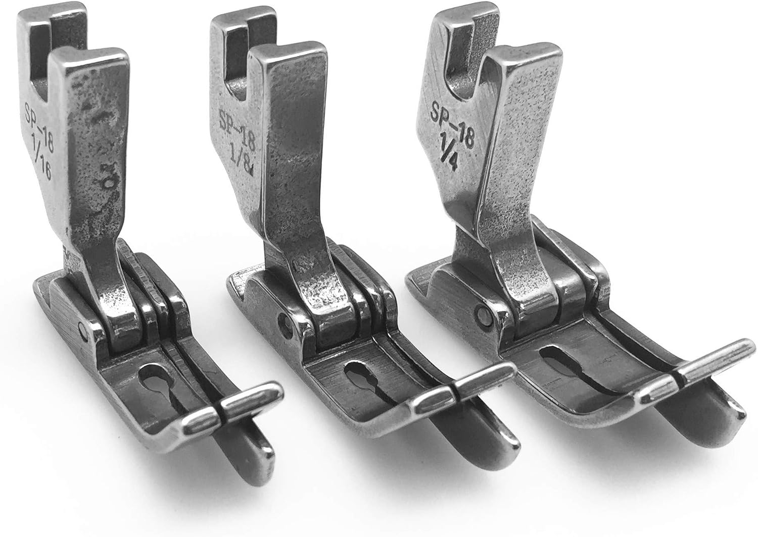 3Pcs Industrial Sewing Machine Hinged Right Guide Feet SP-18 1/16''+1/8''+1/4'' Fit for JUKI DDL-127, DDL-227, DDL-500, DDL-552, Singer 188K,191D,195K,196K, CONSEW 210,218,219