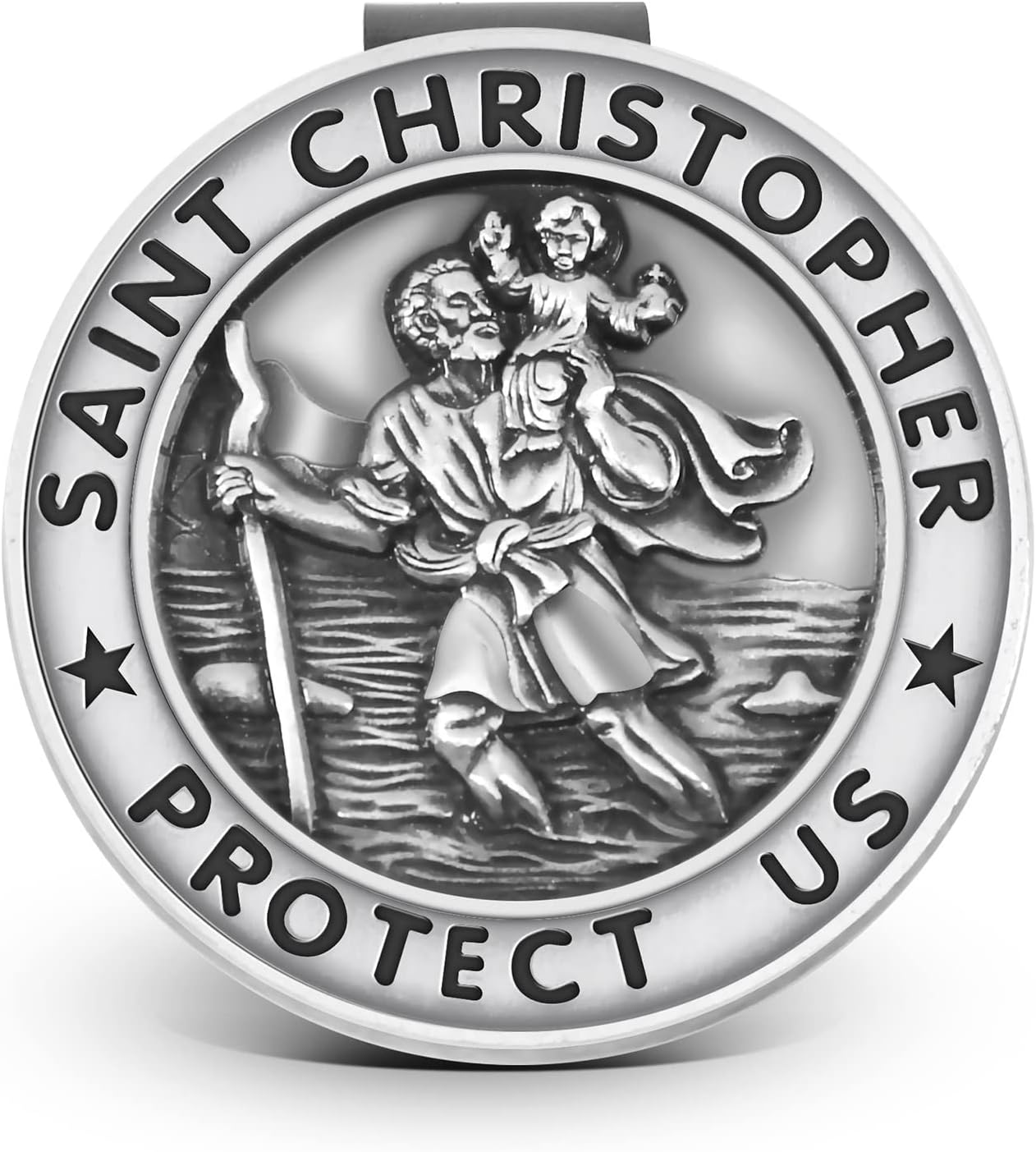 AKITSUMA Saint Christopher Visor Clip, Car Automotive Accessories, Gift for New Driver (Saint Christopher)