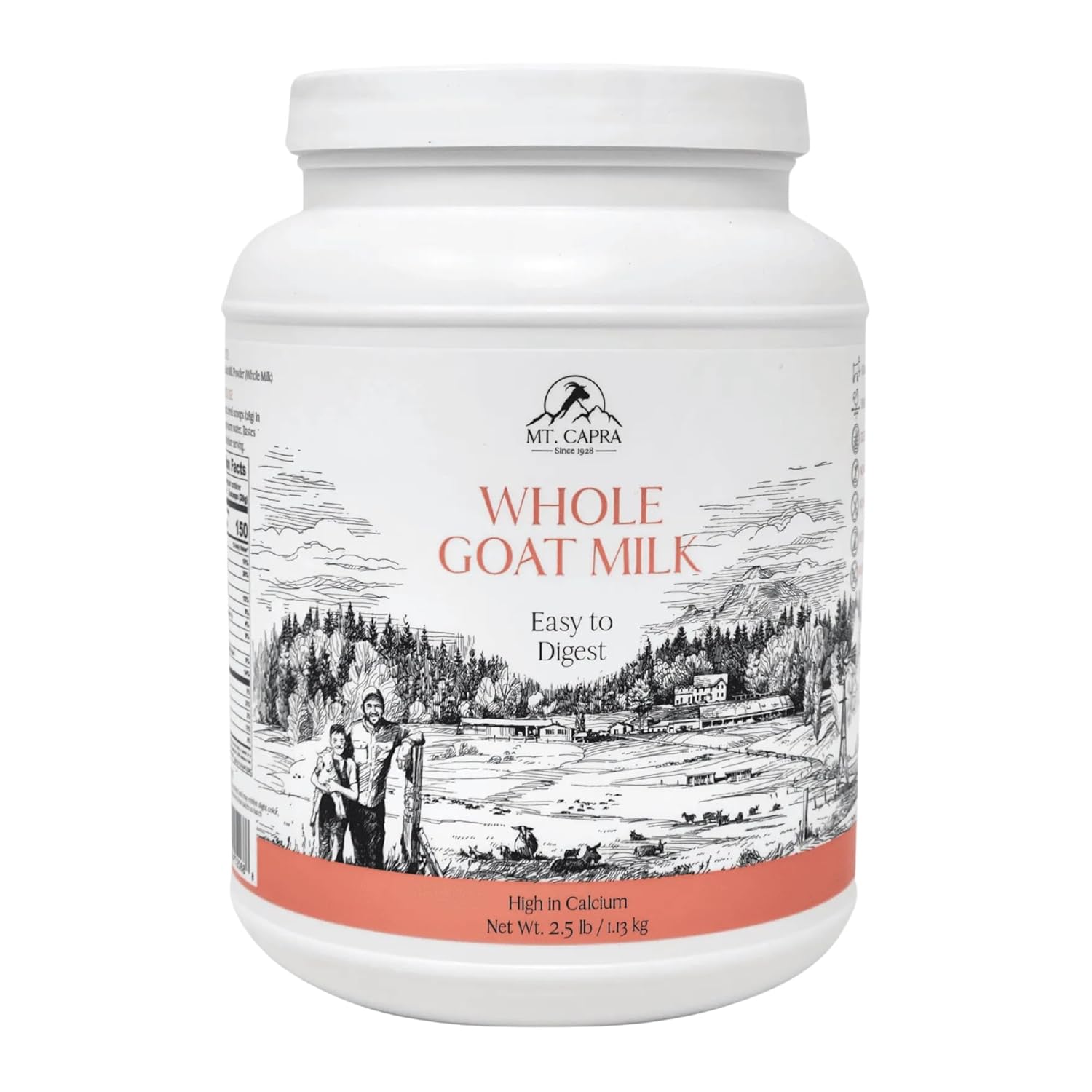 Mt. Capra Whole Goat Milk | Powder from Non-GMO, Grass-Fed Goats, Creamy, Great Tasting, Easy to Digest, A2 Milk | 40 Servings - 2.5 Pounds