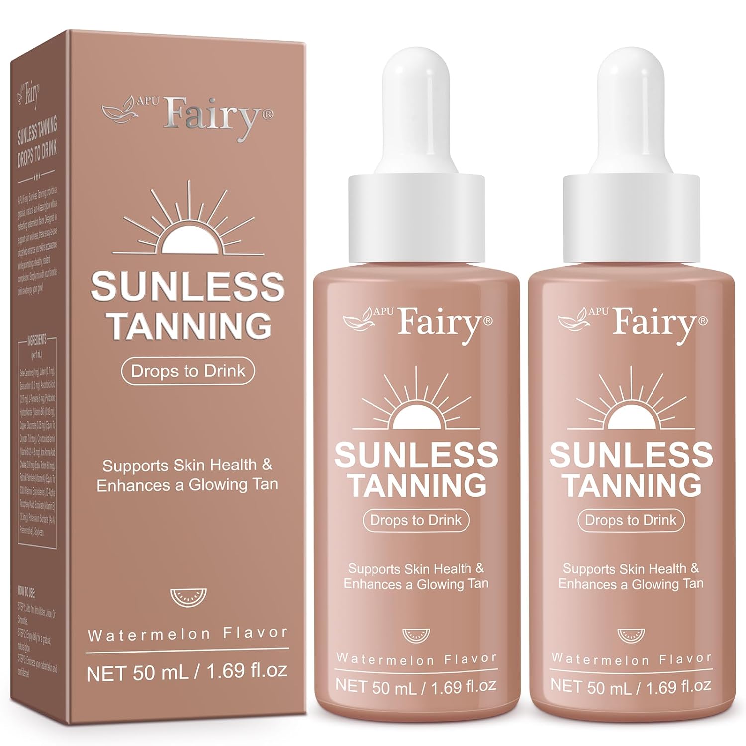 Tanning Drops to Drink - Sunless Tanning Drops To Drink - Bronze Tanning for Face and Body, Promotes Healthy Skin, Suitable for All Skin Types (2pcs)