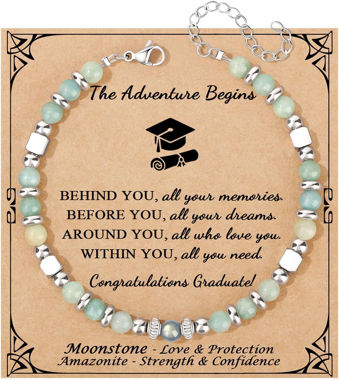 𝗚𝗶𝗳𝘁𝘀 𝗳𝗼𝗿 𝗪𝗼𝗺𝗲𝗻 𝗠𝗼𝗼𝗻𝘀𝘁𝗼𝗻𝗲 𝗕𝗿𝗮𝗰𝗲𝗹𝗲𝘁 Amazonite Colorful Imperial Jasper Stainless Steel Beads Bracelets, Graduation Mothers Day Christmas Birthday Gifts for Her Women