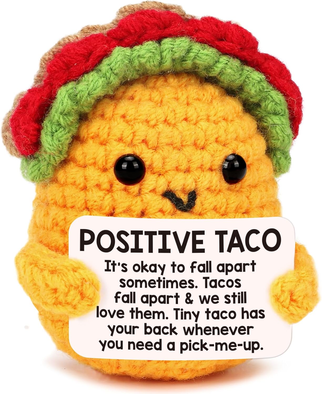 Mini Positive Crochet Taco Birthday Gifts for Women Men Self Care Son Graduation Gift Mom Dad Daughter Sister Friend Coworkers Relaxation Emotional Inspirational Support Nuggets Christmas Small Gifts