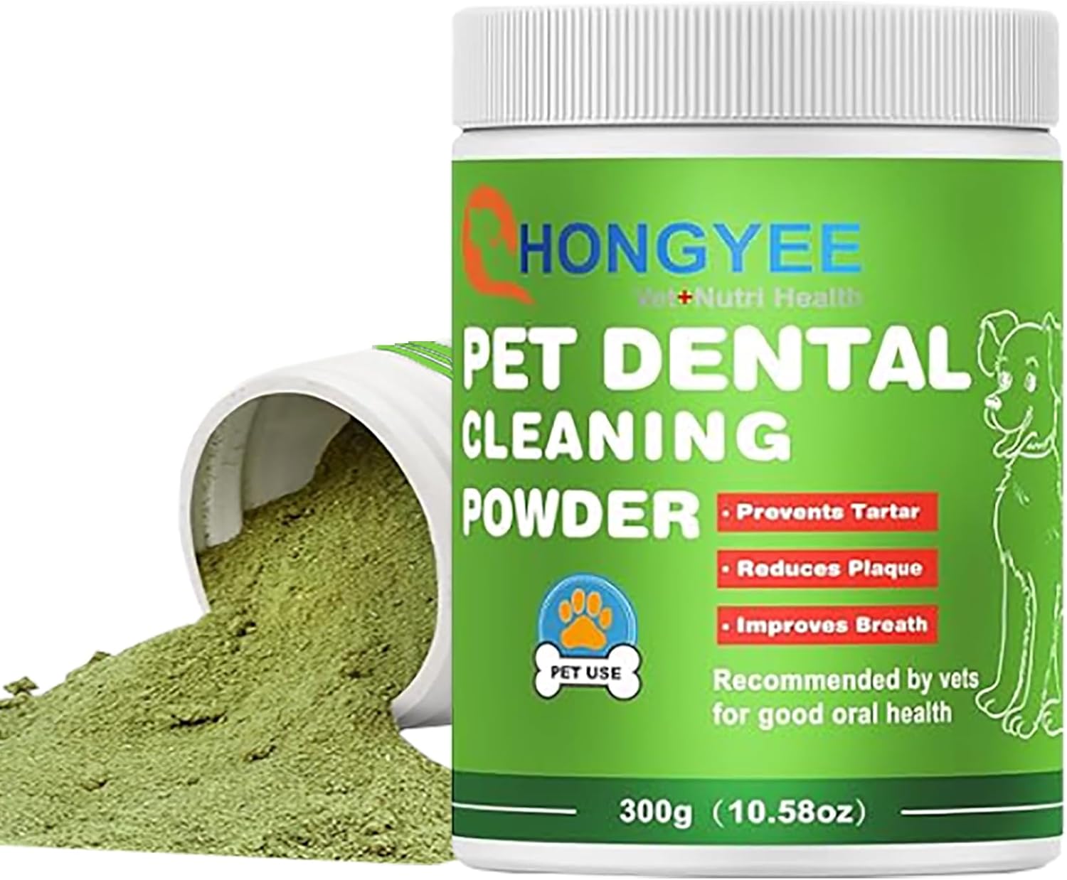 Dog Dental Powder 300 g, Dog Teeth Cleaning Powder, Plaque Off for Dogs & Cats Breath Freshener for Bad Breath, Tartar Remover,Dental Care Supplies for Small, Medium, Pet Denta