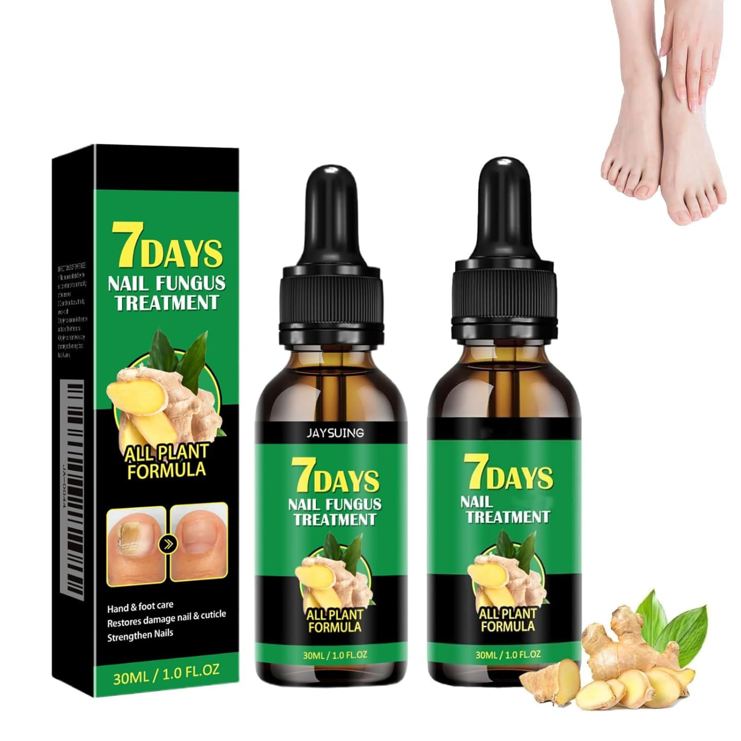 2Pcs Nail Treatment, Ginger Nail Treatment, Ginger Nail Growth Serum, Nail Nutrient Strengthener Oil - Ginger Cuticle Care Oil for Nails