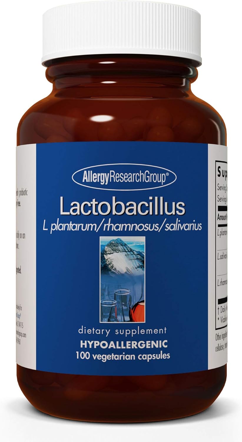 Allergy Research Group Lactobacillus Supplement - Probiotics for Men & Women, Digestive Health, Gut Health, Vegetarian Capsules - 100 Count