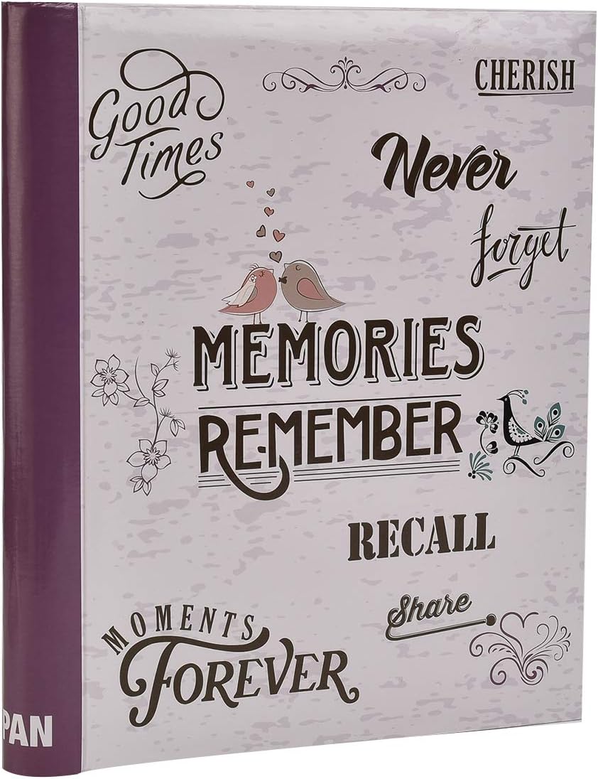 Large Self Adhesive Photo Album Hold Various Sized Picture Up to A4 Size 20/Sheets 40/Sides (Memories Purple)