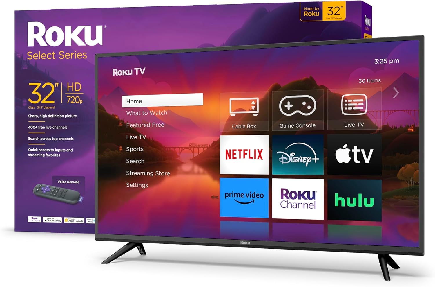 Roku Smart TV – 32-Inch Select Series 720p HD RokuTV with Roku Voice Remote, Bright Picture, Customizable Home Screen – Live Local News, Sports, Gaming